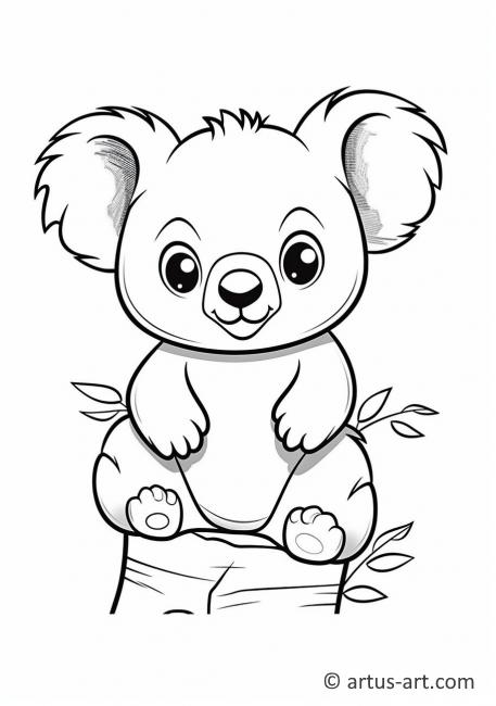 Página de colorir de coala fofo para crianças